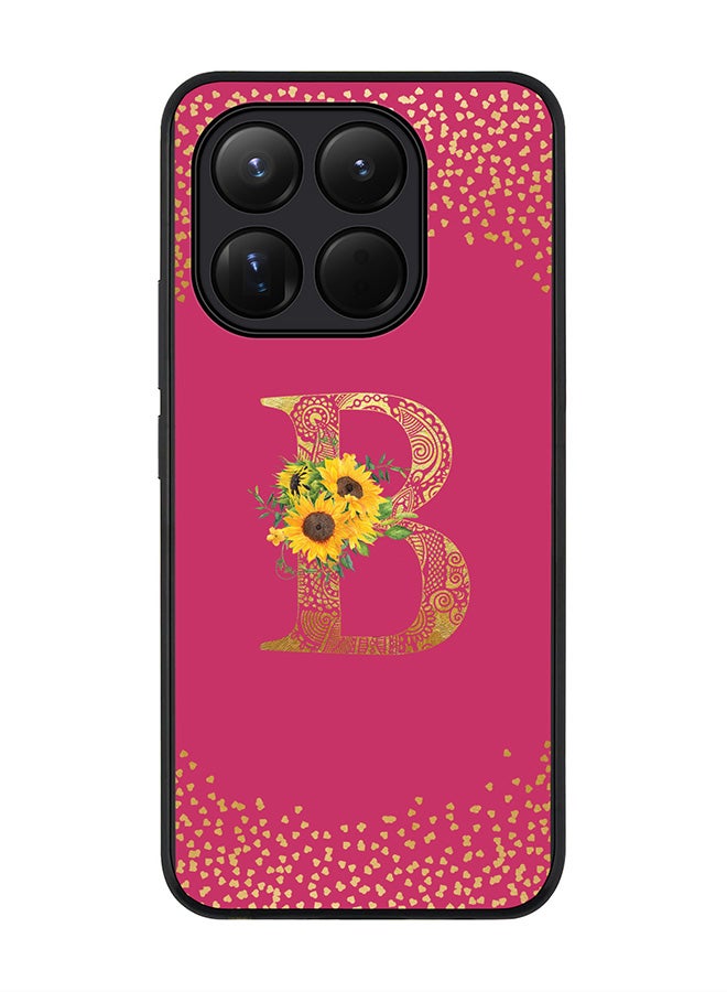 For Xiaomi 15T Case,Slim fit Camera Protection, Shockproof Thin Phone cover  - Custom Floral Monogram - B ( Deep Pink )